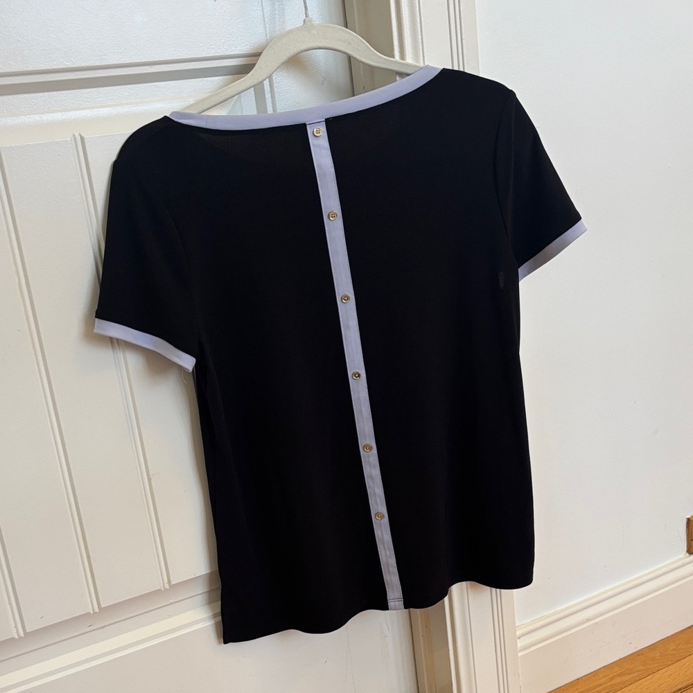 Anne Klein Black and lavender Short Sleeve Tee - Picture 3 of 3